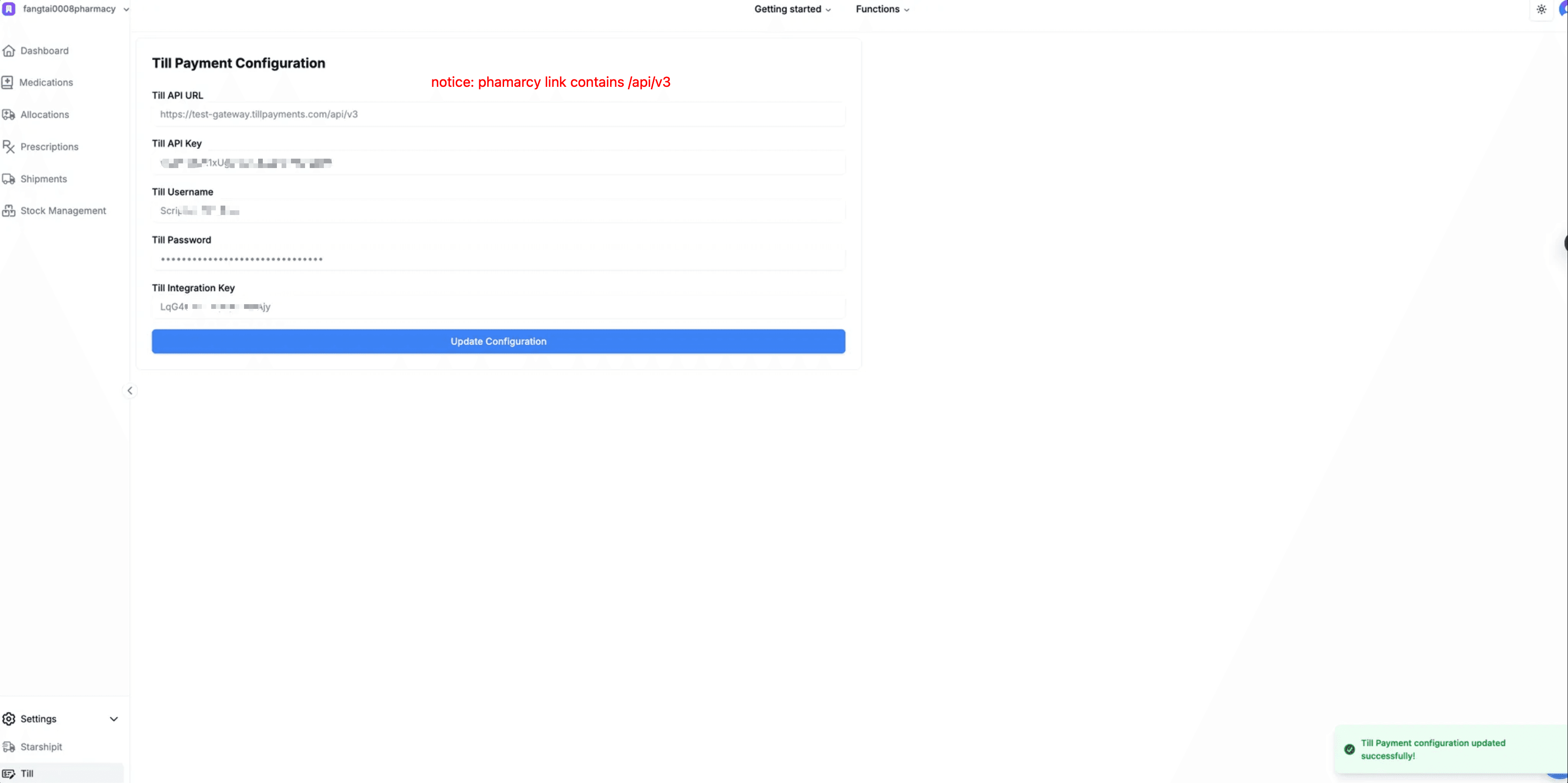 Pharmacy Till Payment Configuration