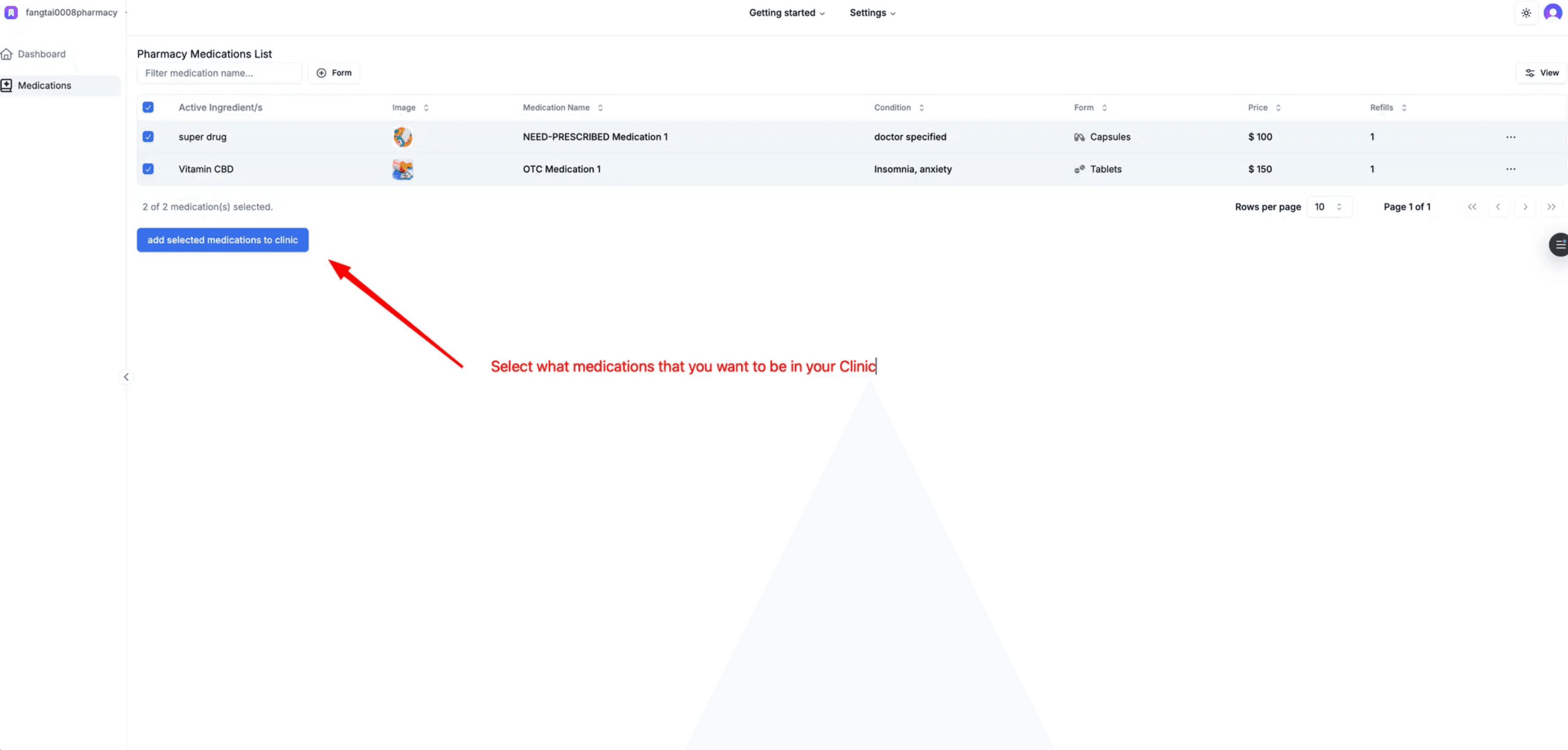 Select Medications for Display