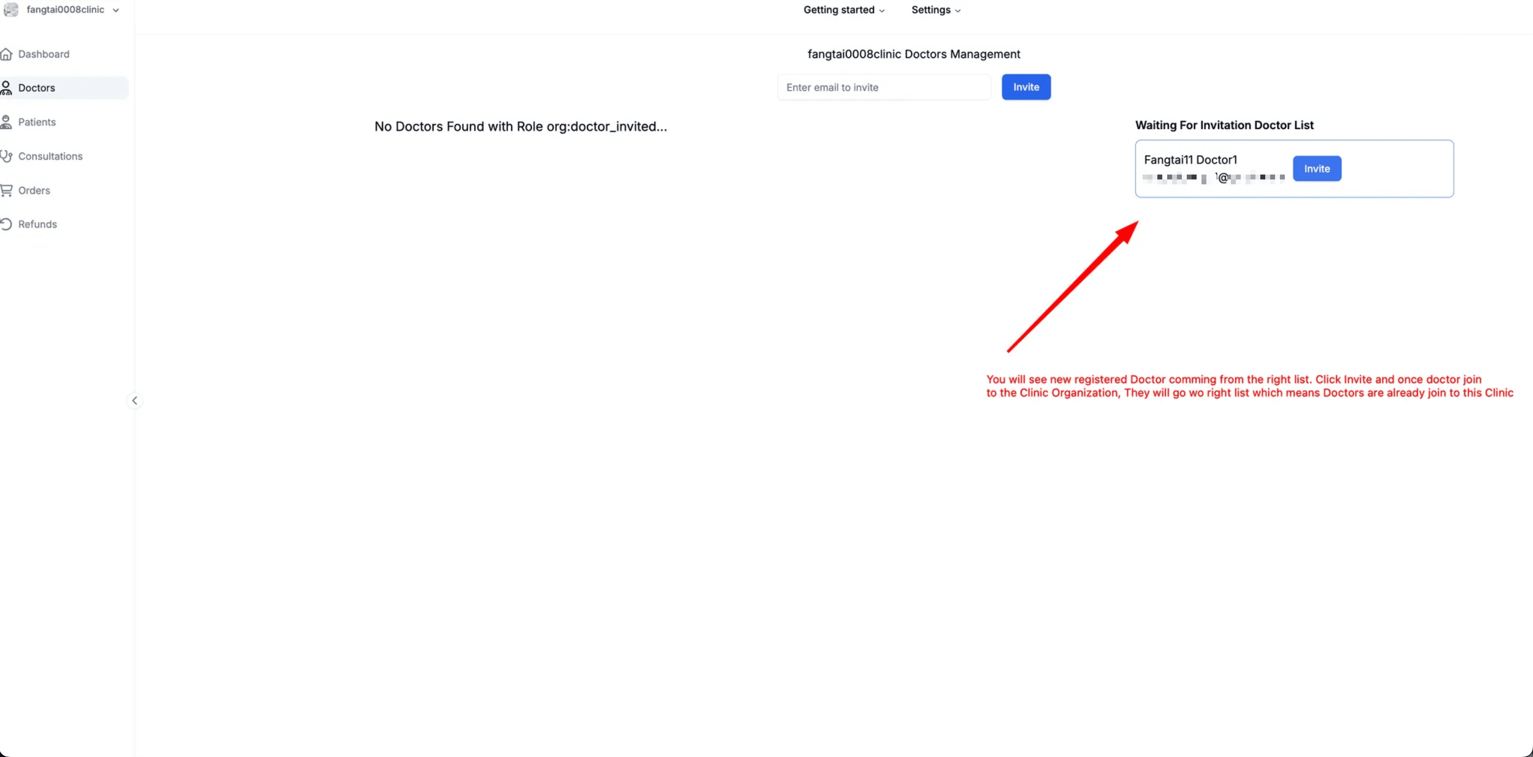 Clinic Doctors Section