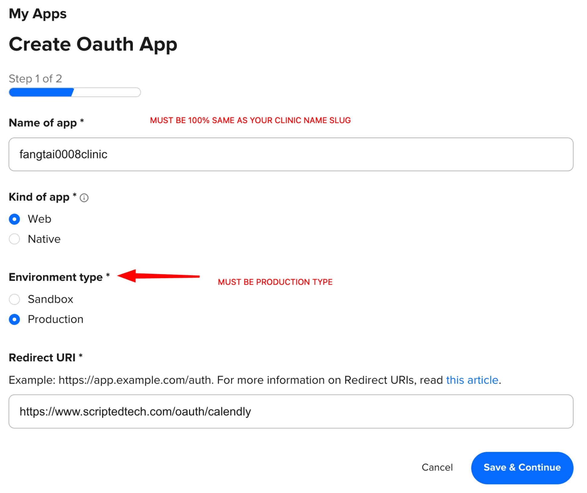 Calendly OAuth App Configuration