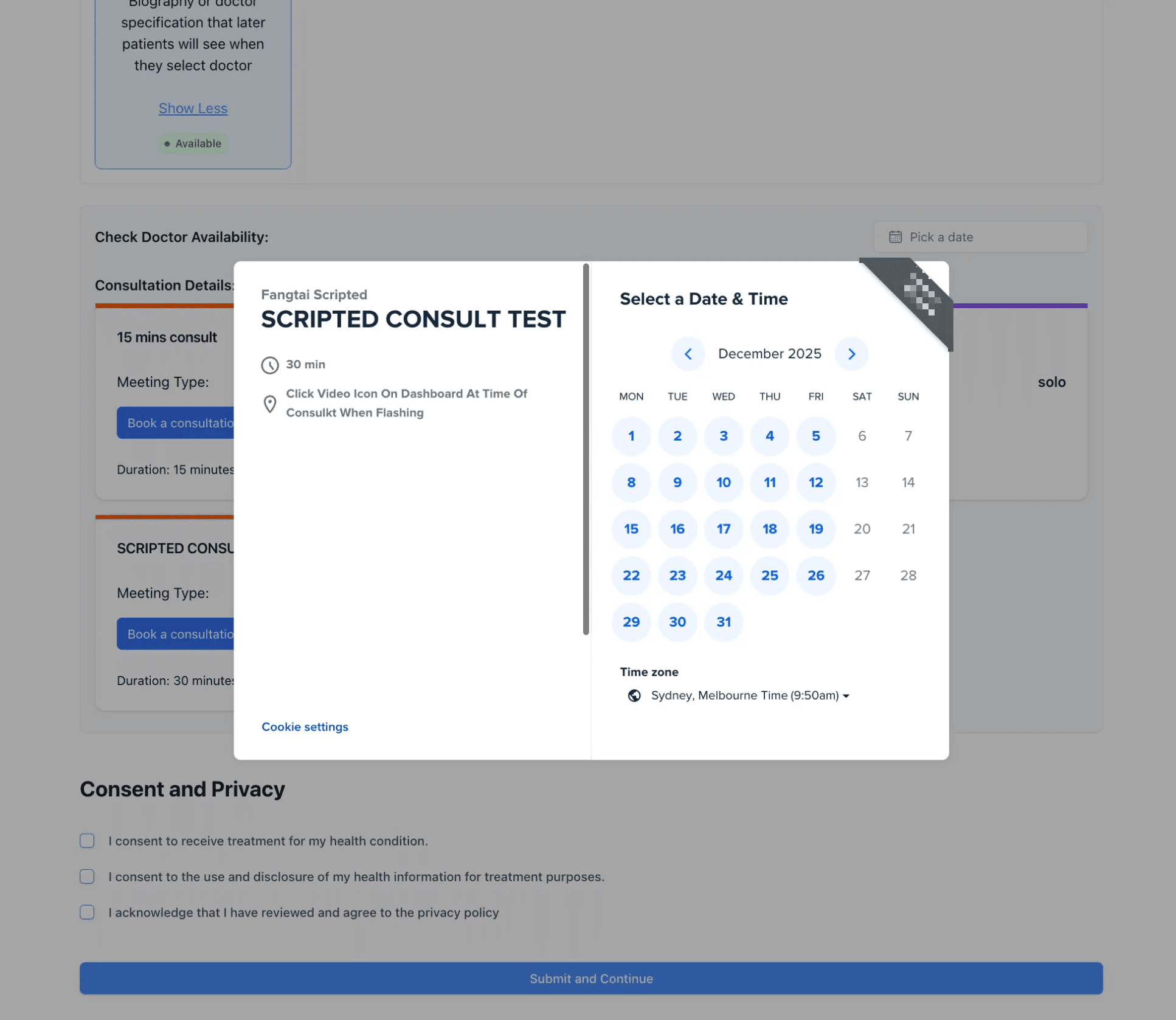 Select Doctor and Time