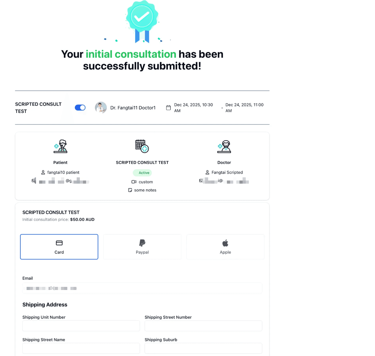 Consultation Payment