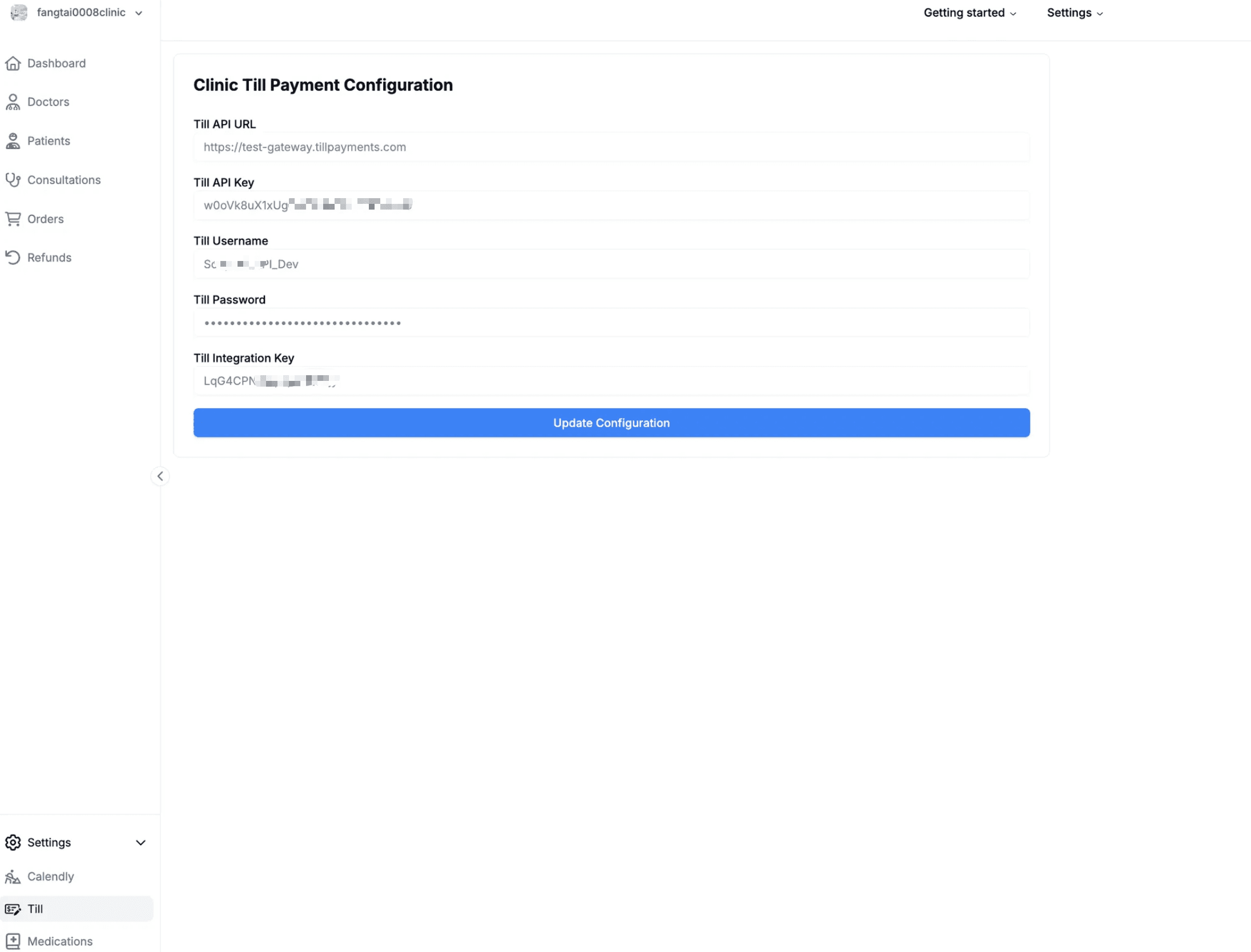Clinic Till Payment Configuration